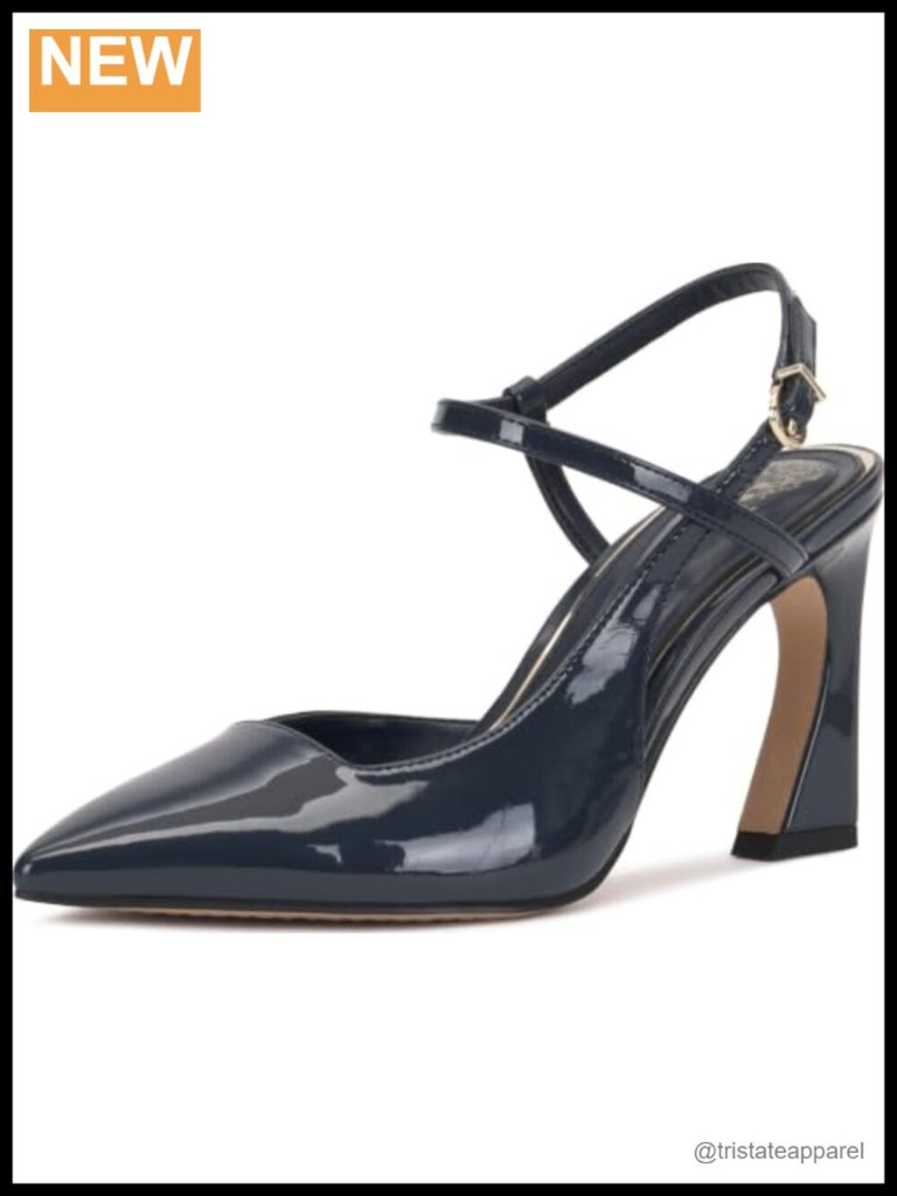 Strappy Block Heel Pumps Pointed Toe Faux Leather Dressy Shoes